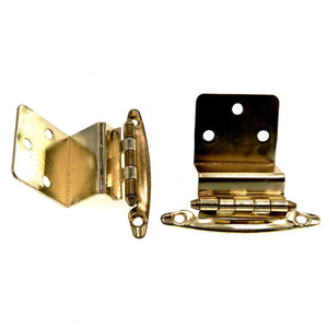 Pair Polished Brass 3/4" Full Inset Hinges Face Mount Non Self-Closing AP 19T-PB