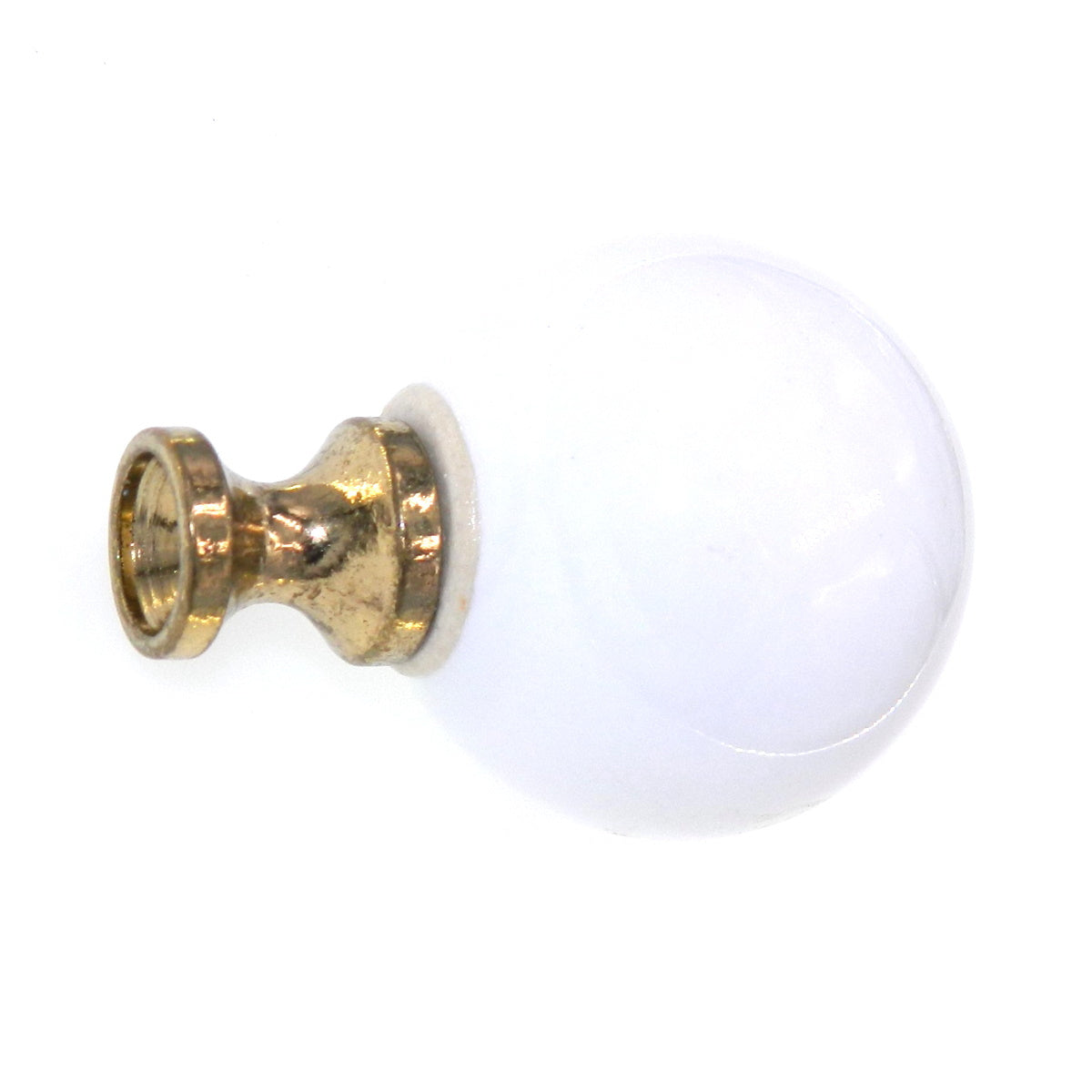 Amerock Allison 1-1/4" White Ball Cabinet Knob Pull with Brass Stem 219WHT