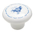 221DEL White with Blue Flower 1 1/2" Mushroom Cabinet Knob Pull Amerock Hardware
