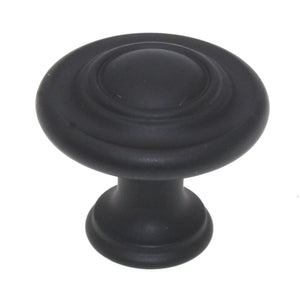 Century Baroque Matte Black 1 3/8" Ringed Button Cabinet Knob 23617-MB