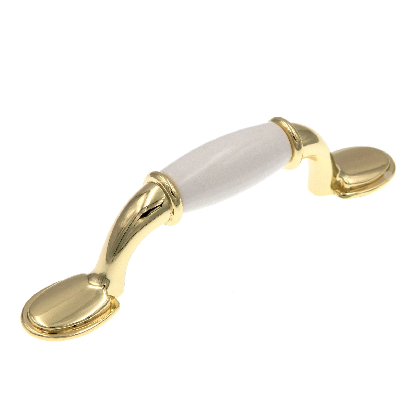 Amerock Allison Polished Brass with White Ceramic Center 3"cc Handle Pull 245WPB