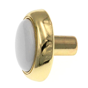 10 Pack Amerock Allison 1 1/4" Polished Brass and White Round Ceramic Center Cabinet Knob 262WPB