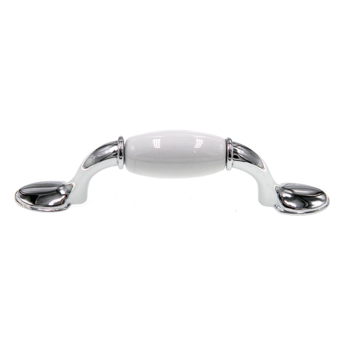 263WCH Polished Chrome 3"cc Arch Handle Pull with White Ceramic Inset Amerock