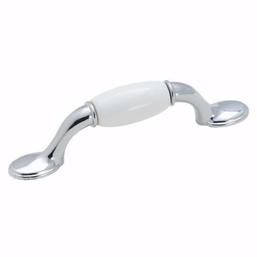 263WCH Polished Chrome 3"cc Arch Handle Pull with White Ceramic Insert Amerock