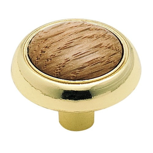 Amerock Allison 265OPB Polished Brass 1 1/4" Cabinet Knob Pull with Oak Center