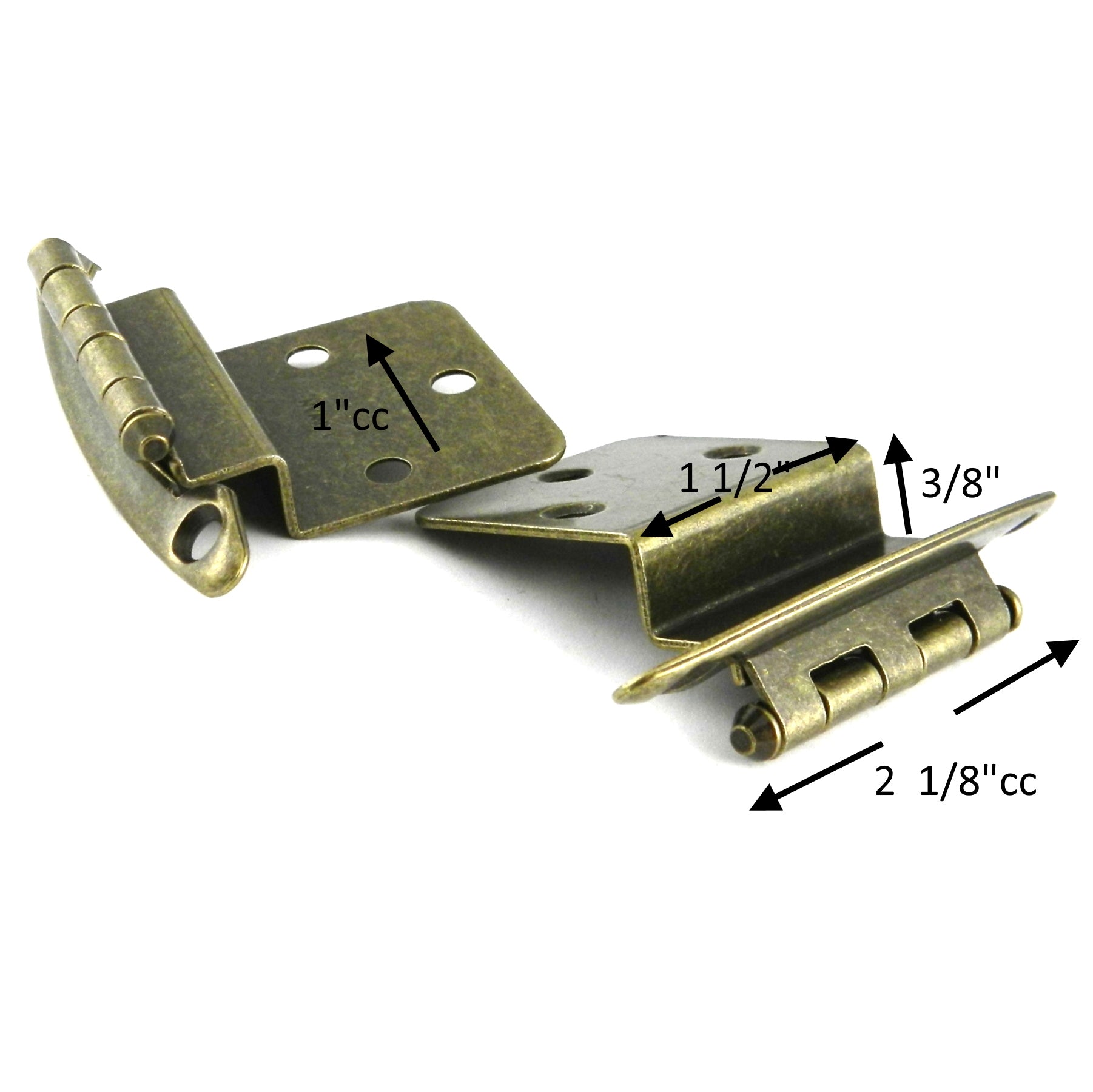 Par de bisagras empotradas para gabinete de latón antiguo 28005 de 3/8" de Laurey Hardware