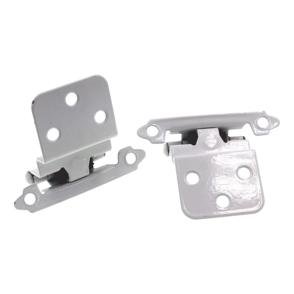 Pair Laurey Variable Overlay Cabinet Hinges White Self-Closing Face Mount 28742
