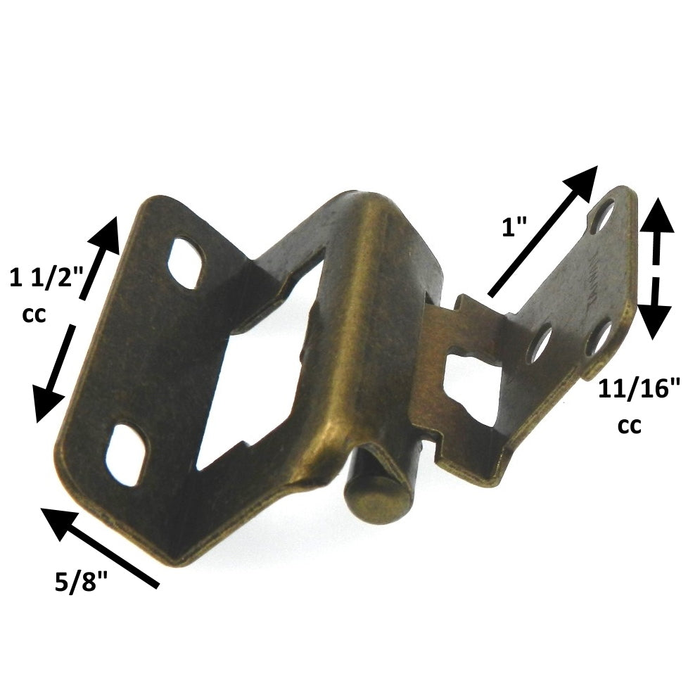 Ultra Hardware Self-Closing Partial Wrap Hinge in Antique Brass, 5 Pair