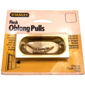 Pair Stanley Bright Brass 2 3/4" Flush Sliding Door Recessed Pulls 40-3516