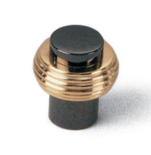 Laurey  Laurey Black Chrome with Polished Brass Black Chrome & Polished Brass Round Cylinder 7/8" Solid Brass Cabinet Knob 40412