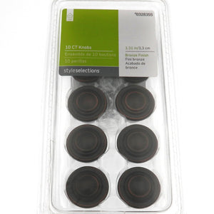 Style Selections 10 Pack Oil-Rubbed Bronze Round Ringed 1 1/4" Knob 40905