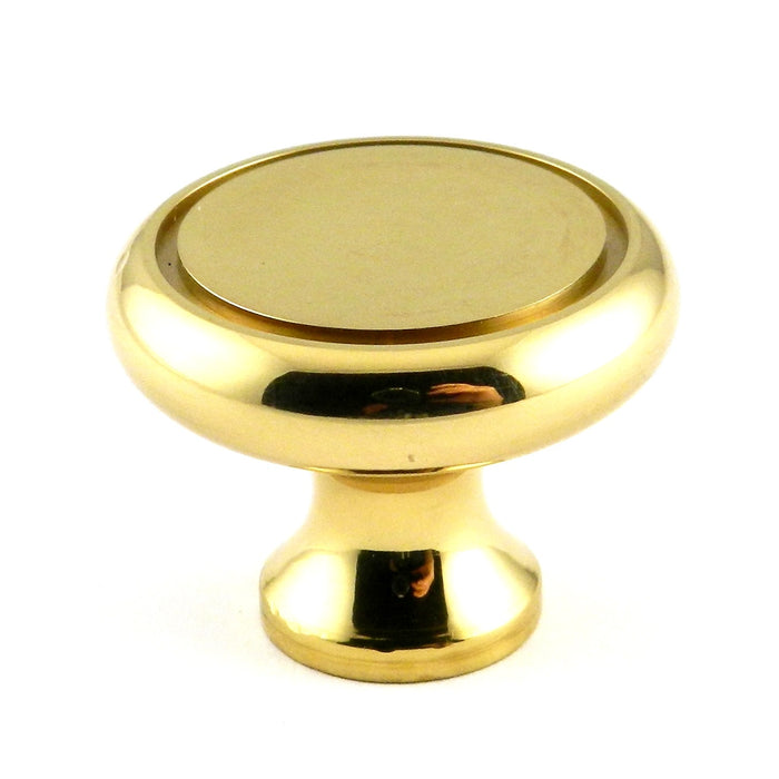 Laurey Polished Brass Round 1 1/4" Solid Brass Cabinet Knob 41301