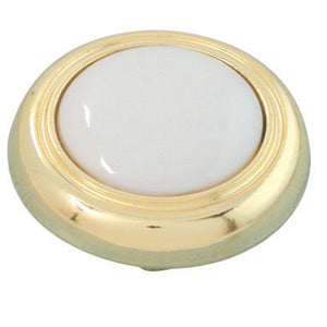 Ultra Polished Brass & White Round 1 1/4" Porcelain Cabinet Knob 41433