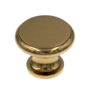 Laurey  Polished Brass Round Flat-Top 1 1/4" Solid Brass Cabinet Knob 42801