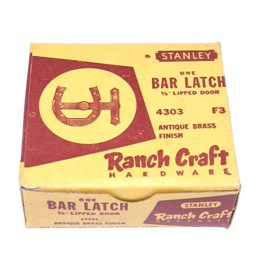 Vintage Stanley Antique Brass Ranch Craft Horse Shoe Cabinet Bar Latch 4303-F3