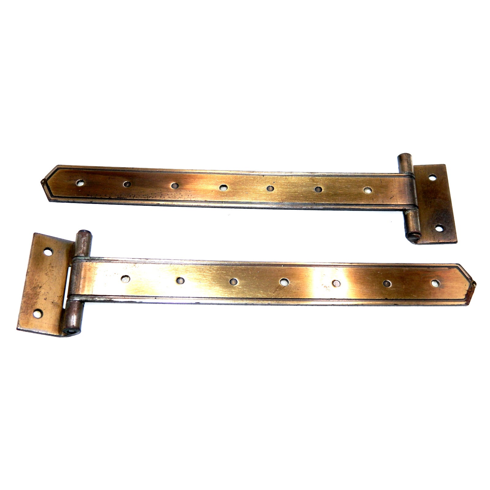 Pair Stanley 6 7/8" Saddle Strap Hinges Antique Brass 3/8" Offset 4312-F3