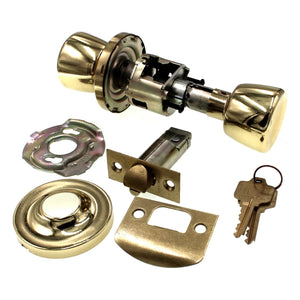 National Lock Company Sonic Keyed Entry Lock Set Door Knob Bright Brass 446D-3