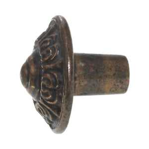 Vintage Ajax Antique Brass Round 1 1/8" Mediterranean Cabinet Knob 5067-AB