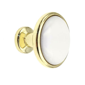 Polished Brass 1 1/4" Cabinet Knob, White Ceramic Center Kraftmaid 7050846