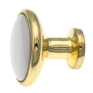Polished Brass 1 1/4" Cabinet Knob, White Ceramic Center Kraftmaid 7050846