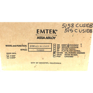 Emtek Cortina Classic Brass Dummy Set Door Lever Oil-Rubbed Bronze 515CUS10B