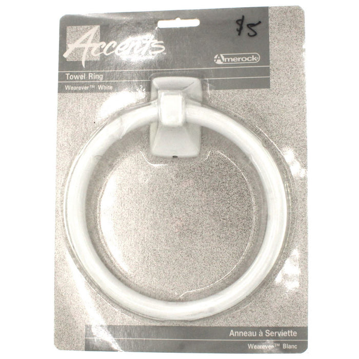 Amerock Accents White 6" Metal Bath Towel Ring Wall Mounted 52127