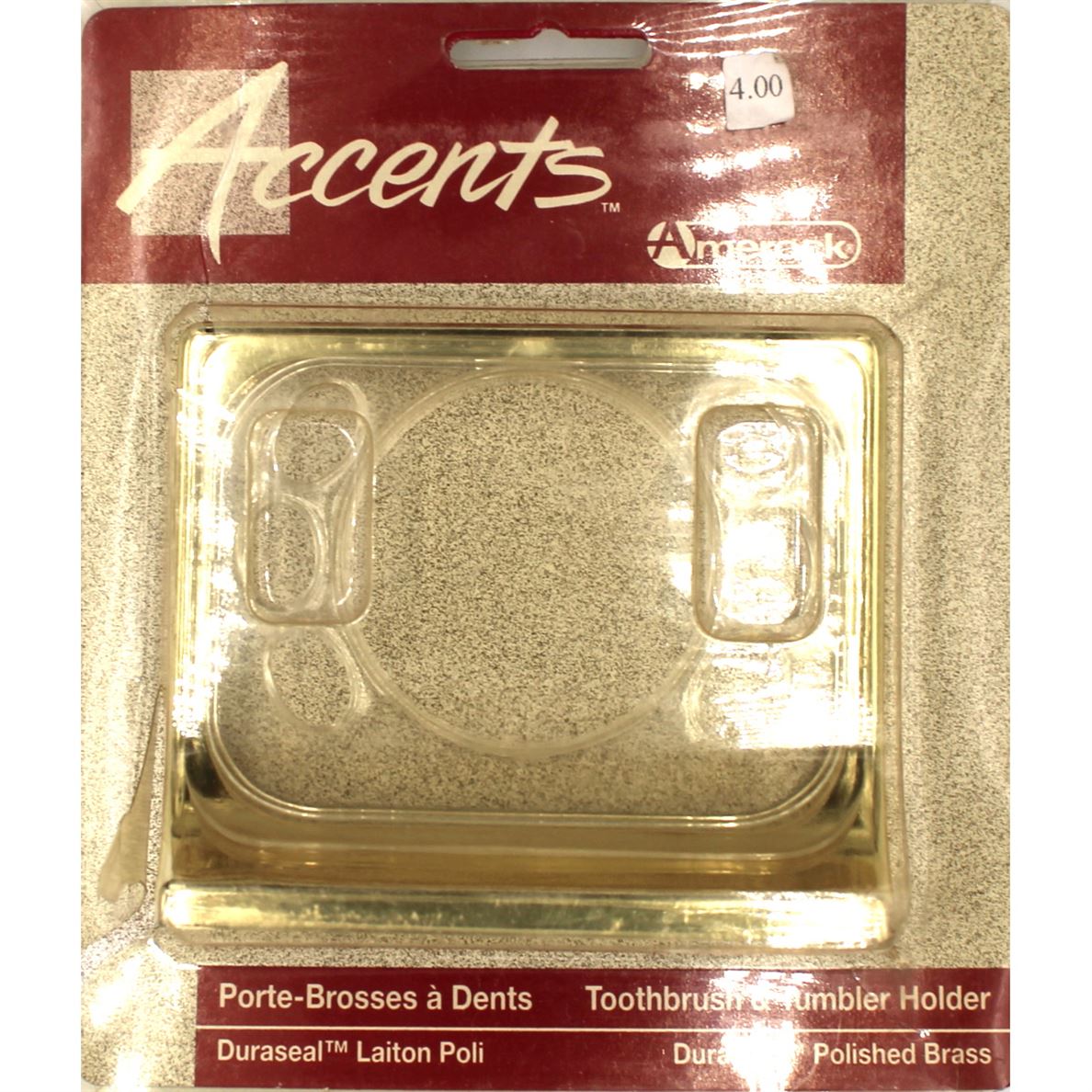 Amerock Accents Polished Brass Clear 4 1/4" Toothbrush And Tumbler Holder 52154