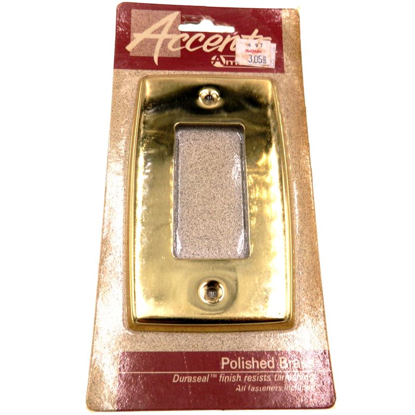 Vintage Amerock Accents Single GFI Switch Plate Polished Brass 52164