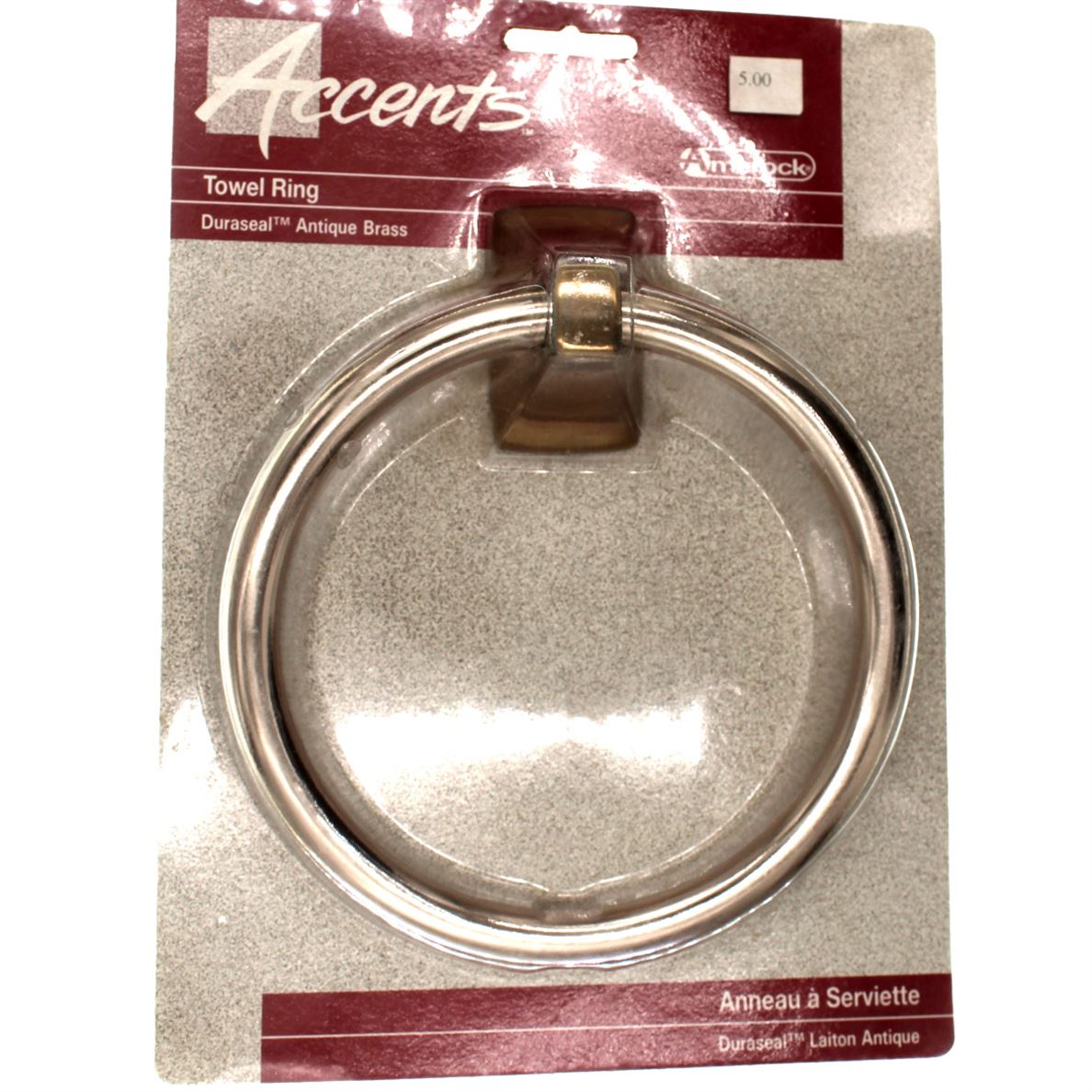 Amerock Accents Antique Brass 6" Metal Bath Towel Ring Wall Mounted 52202