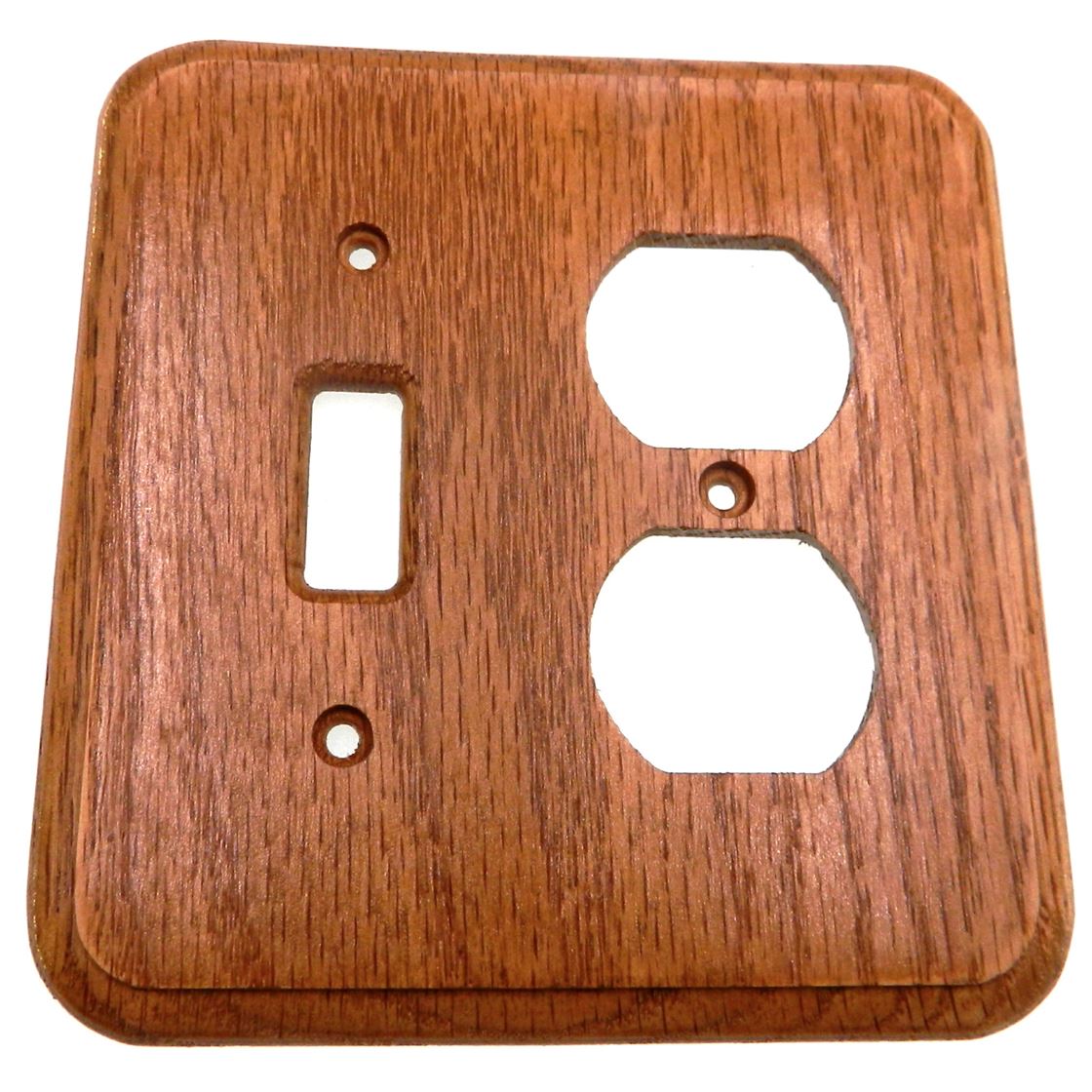 Vintage Amerock Accents Switch with Duplex Outlet Plate Solid Oak 52237