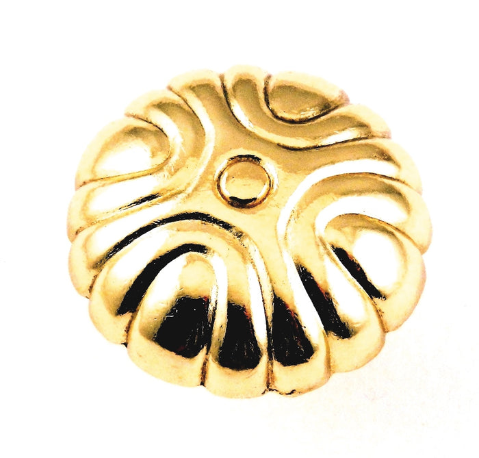 Laurey  Gleaming Polished Brass Round Ornate 1 1/4" Cabinet Knob 52237