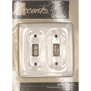 Amerock Accents White Ceramic 2 Toggle Light Switch Wall Plate 52432