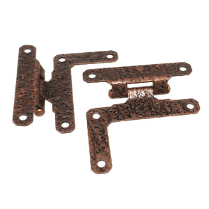 Pair McKinney Forged Iron Hammered 3/8" Offset "HL" Hinges Old Copper 525-OC