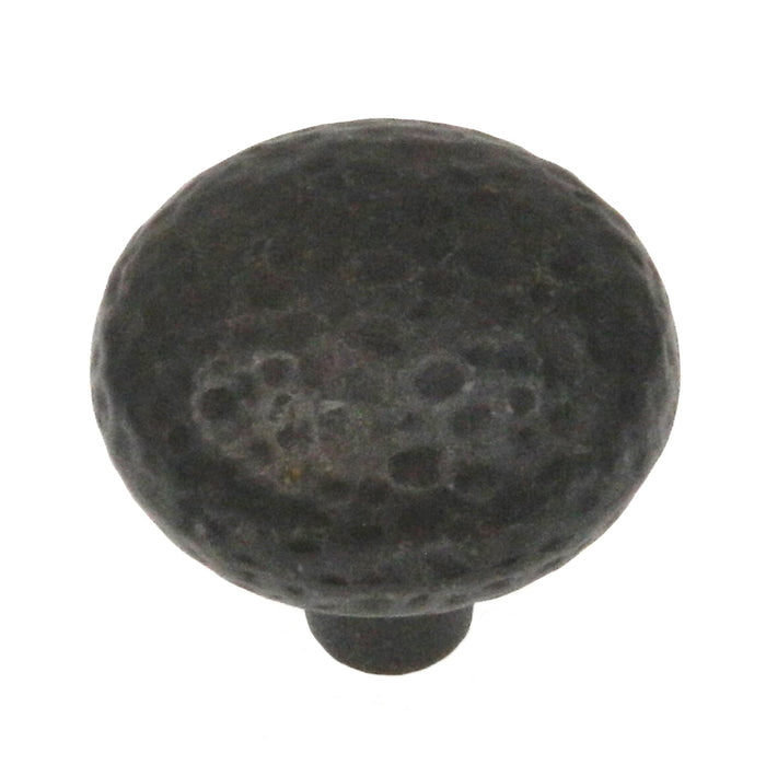 Belwith Hickory Keeler Hammered Black Iron 1 3/8" Rustic Knob Pull 52637-0827