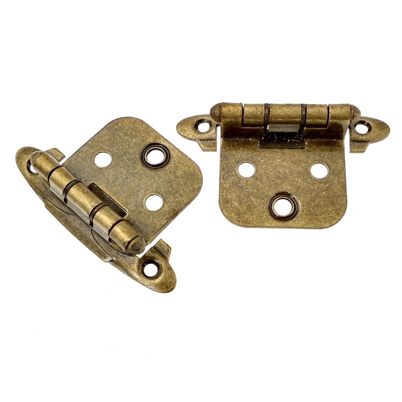 Pair Ajax Antique Brass Variable Overlay Hinges Self-Closing Face Mount 591-AB
