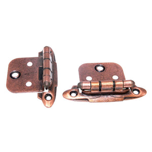 Pair Ajax Antique Copper Variable Overlay Hinges Self-Closing Face Mount 591-AC