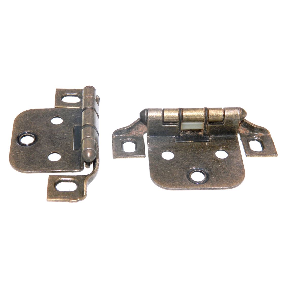 Pair Ajax Antique Brass Variable Overlay Hinges Self-Closing Face Mount 5981-AB