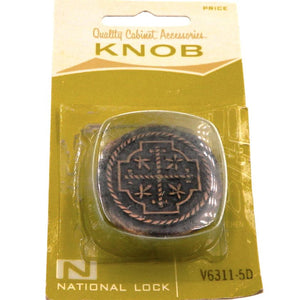Vintage National Lock Antique Gold 1 1/2" Rope Braid Furniture Knob 6311-5D