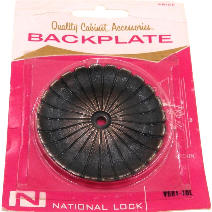 Vintage National Lock Primrose Bronze 2 7/16" Furniture Knob Backplate V681-10L