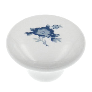Amerock Allison White 1 1/2" Blue Flower Cabinet Ceramic Knob 69125