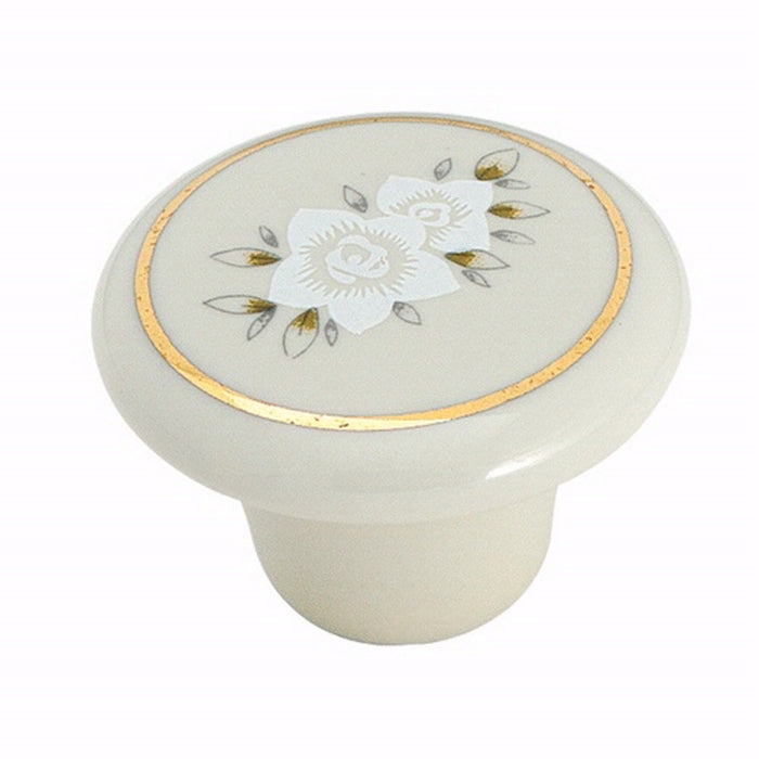 69128 Bisque Ceramic Floral 1 1/2" Round Cabinet Knobs Pulls Amerock Allison