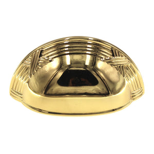 Schaub Versailles Drawer Cup Pull 3" Ctr Ribbon & Reed Polished Brass 755-03