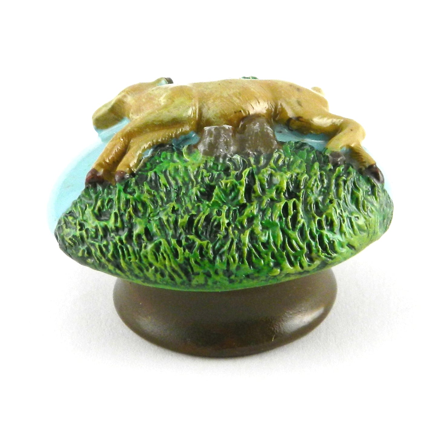 Laurey Laurey Whim Z Animals Azul y Verde Redondo Buck Deer 1 3/8" Perilla de gabinete de resina sólida 83047
