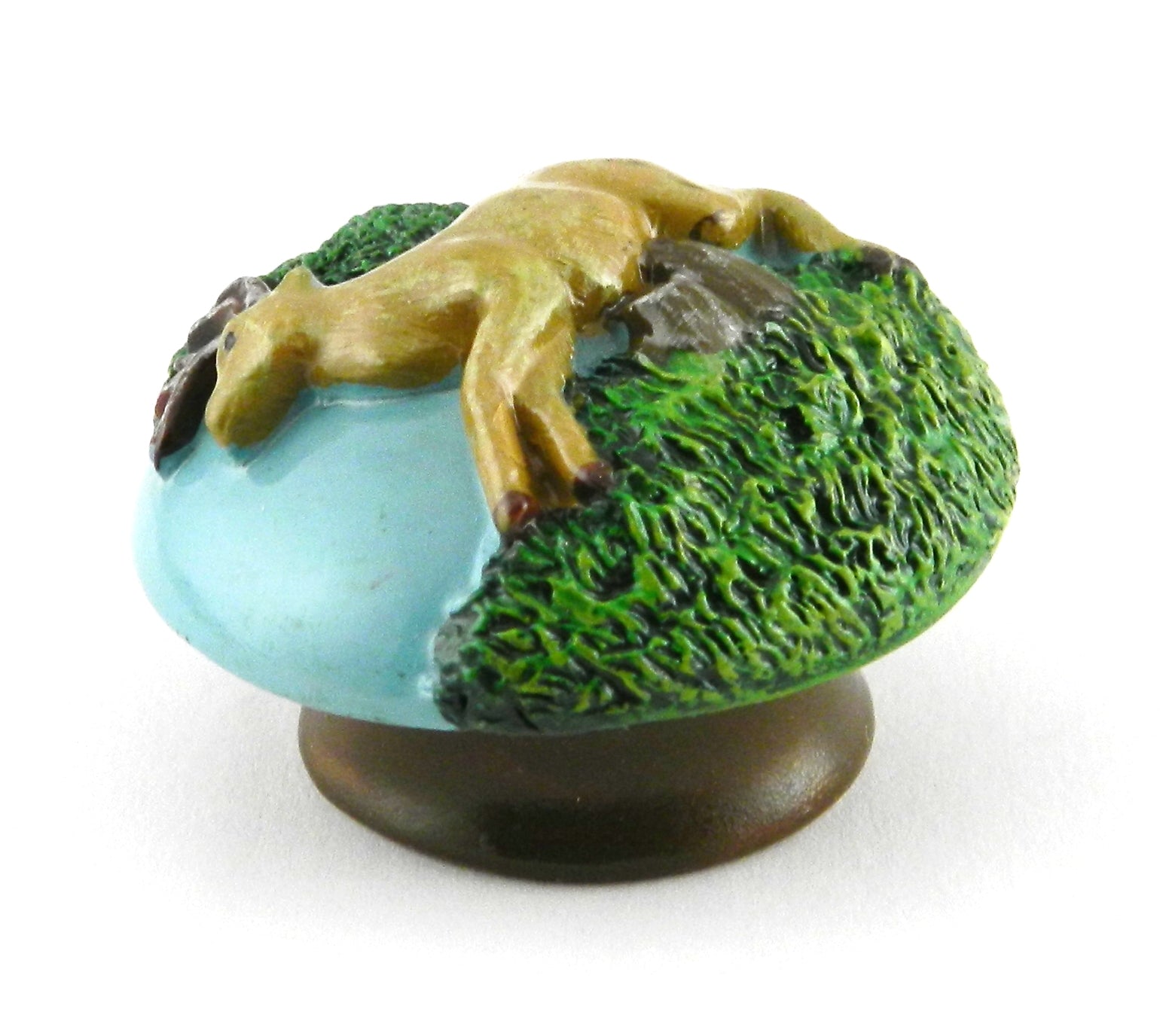 Laurey Laurey Whim Z Animals Blue & Green Round Buck Deer 1 3/8" Solid Resin Cabinet Knob 83047