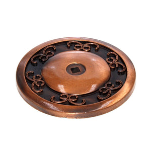 Ornamental 2 1/2" Round Knob Backplate Antique Copper 846-AC
