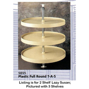 Amerock Full-Round Lazy Susan 2 Tier Shelf Almond Plastic Turn-a-Shelf 9895-32-A