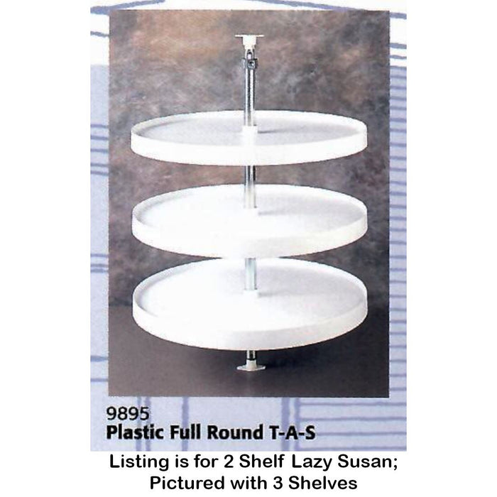 Amerock Full-Round Lazy Susan 2 Tier Shelf White Plastic Turn-a-Shelf 9895-28-W