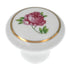 Perillas de porcelana Laurey 99909, porcelana rosa blanca, floral, 1 1/4"