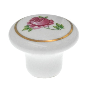 Laurey Porcelain Knobs White Pink Porcelain Floral 1 1/4" Knob 99909