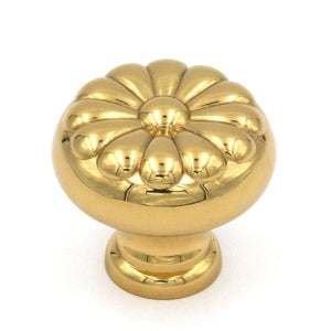 10 Pack Belwith Keeler Sechel 1 1/4" Polished Brass Round Ribbed Solid Brass Cabinet Knob A16